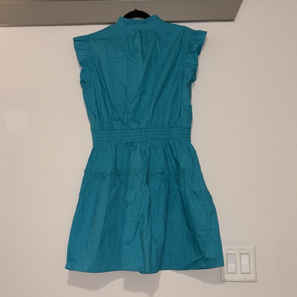 Pinch Turquoise Flutter Sleeve Mini Dress SZ L NWT - Picture 3 of 5
